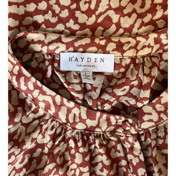 Hayden Los Angeles Size Large Women's Blouse Sheer Animal Print Top Button Up - Picture 6 of 7